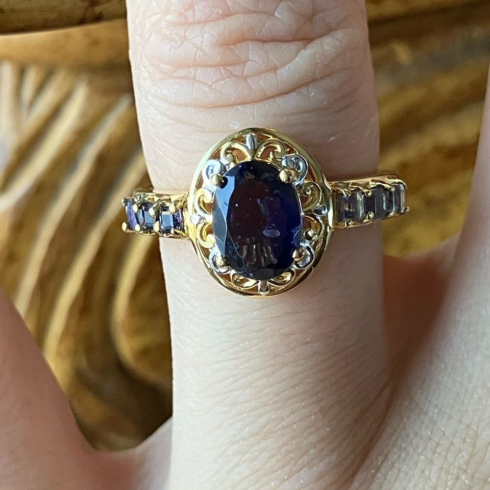 Natural Iolite Sterling Silver Ring Size 6